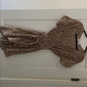Leopard wrap dress with frilly bottom